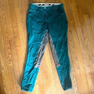 Horka Full Seat Breeches - Green and Brown size 28R